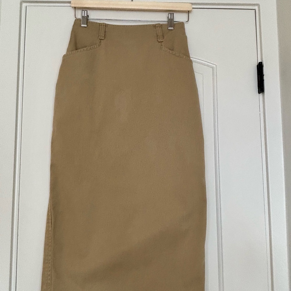 Vintage Ralph Lauren Country Khaki Cotton Twill Midi Straight Pencil Skirt S - Picture 2 of 12